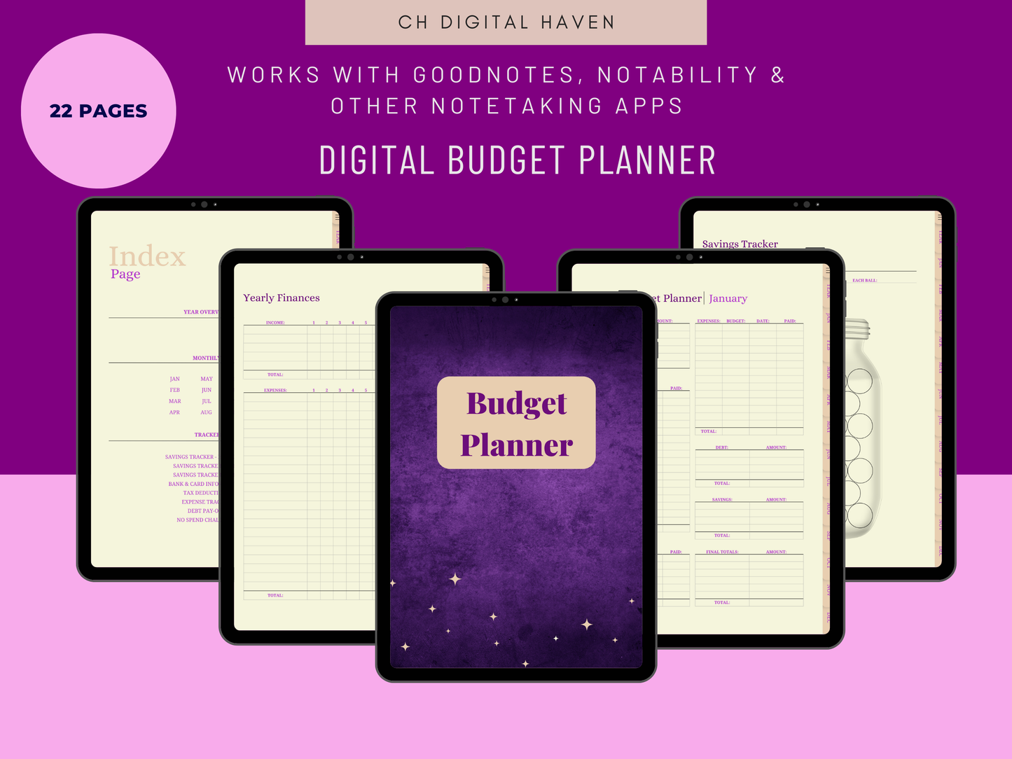 Minimalistic Hyperlinked Digital Budget Planner