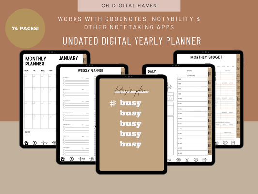 Undated Hyperlinked Minimalistic Digital Planner