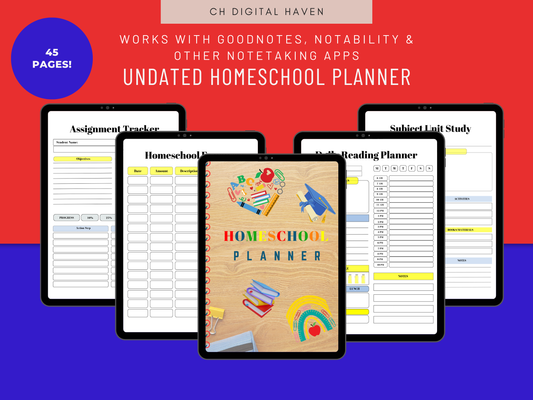 Undated Hyperlinked Homeschool Digital Planner