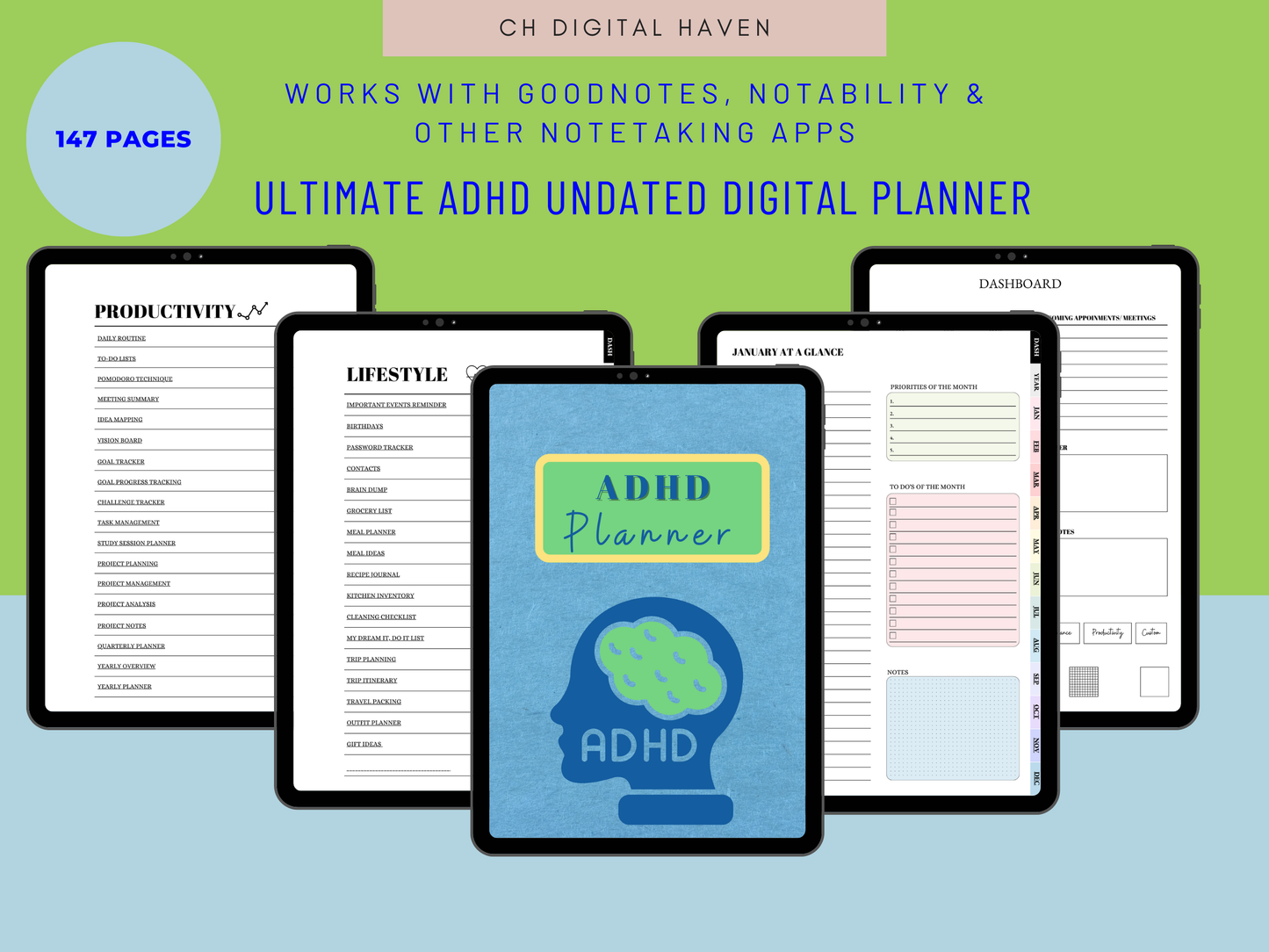 Ultimate Digital Hyperlinked ADHD Planner